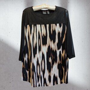 Chicos Travelers Animal Print Artsy Blouse Top Womens Large 12